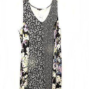 NWT $109 J.Jill Black Spring Floral Sleeveless Stretch Dress Large